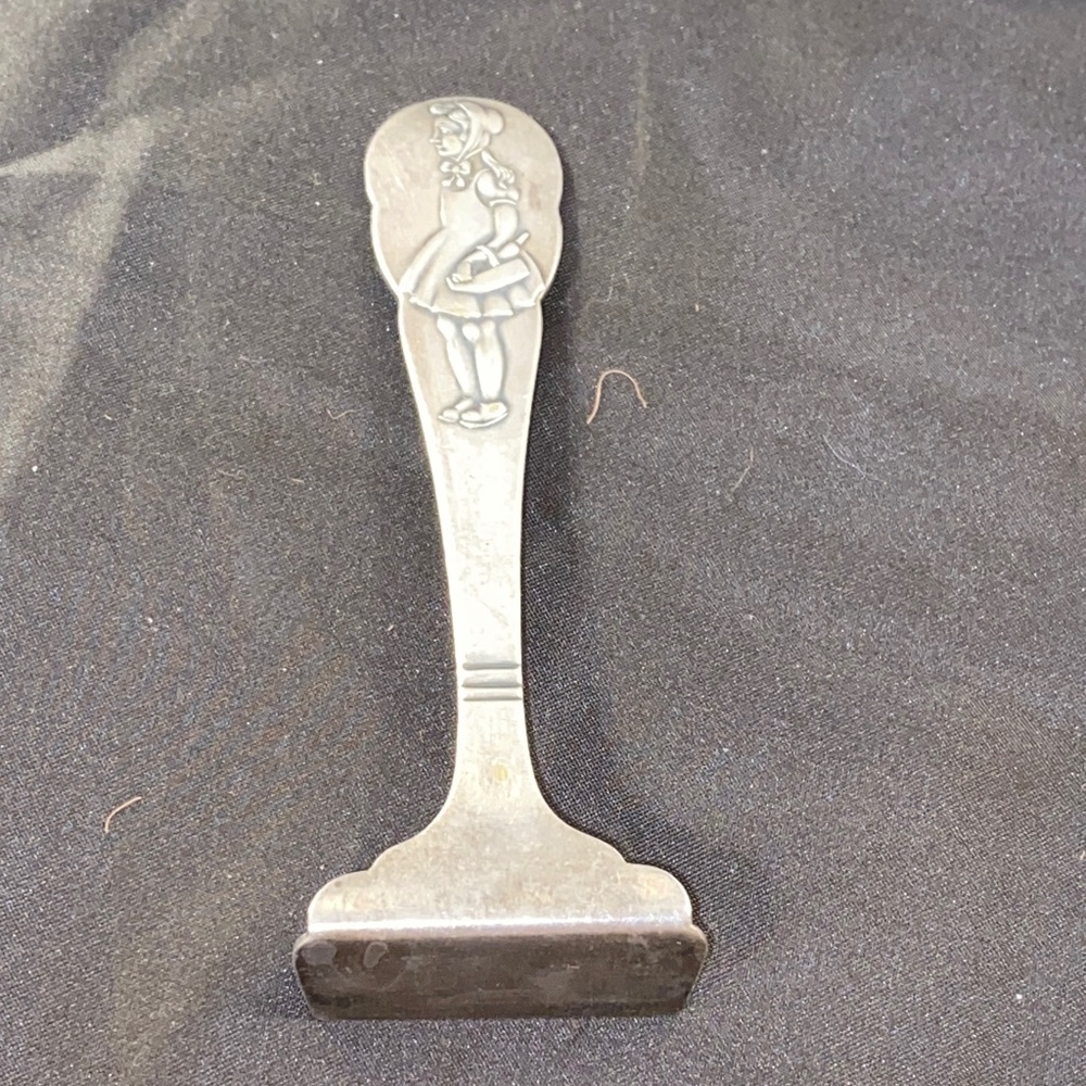 Antique Silver Plate Danish Childs Food Pusher